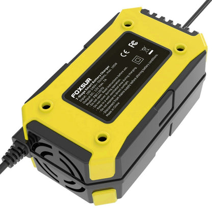 FOXSUR Car / Motorcycle Repair Charger 12V 7A 7-stage + Multi-battery Mode Lead-acid Battery Charger, Plug Type:UK Plug(Yellow) - In Car by FOXSUR | Online Shopping UK | buy2fix