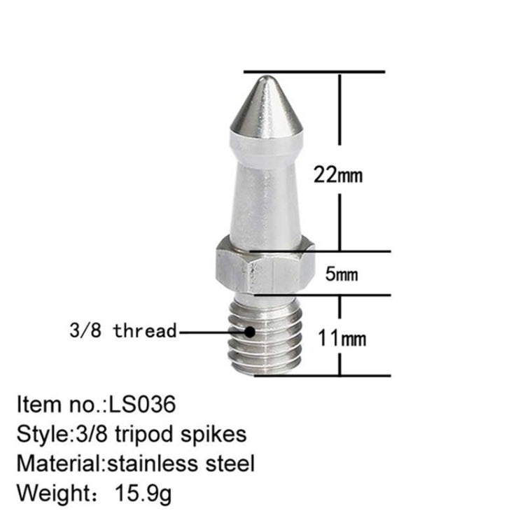 BEXIN LS036 2PCS Stainless Steel 3/8 inch Feet Screws For SLR Tripod - Camera Accessories by BEXIN | Online Shopping UK | buy2fix