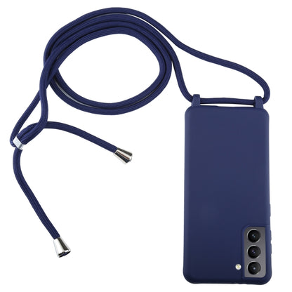 For Samsung Galaxy S21+ 5G Candy Colors TPU Protective Case with Lanyard(Dark Blue) - Samsung Accessories by buy2fix | Online Shopping UK | buy2fix