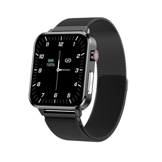 E86 1.7 inch TFT Color Screen IP68 Waterproof Smart Watch, Support Blood Oxygen Monitoring / Body Temperature Monitoring / AI Medical Diagnosis, Style: Steel Strap(Black) - Smart Wear by buy2fix | Online Shopping UK | buy2fix