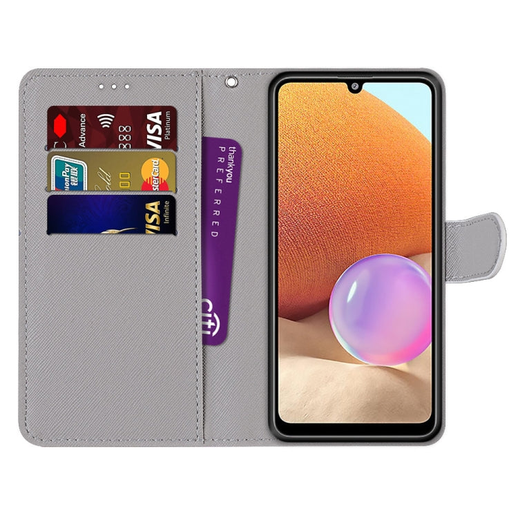 For Samsung Galaxy A32 4G / A32 Lite Coloured Drawing Cross Texture Horizontal Flip PU Leather Case with Holder & Card Slots & Wallet & Lanyard(Light Pink Bouquet) - Samsung Accessories by buy2fix | Online Shopping UK | buy2fix