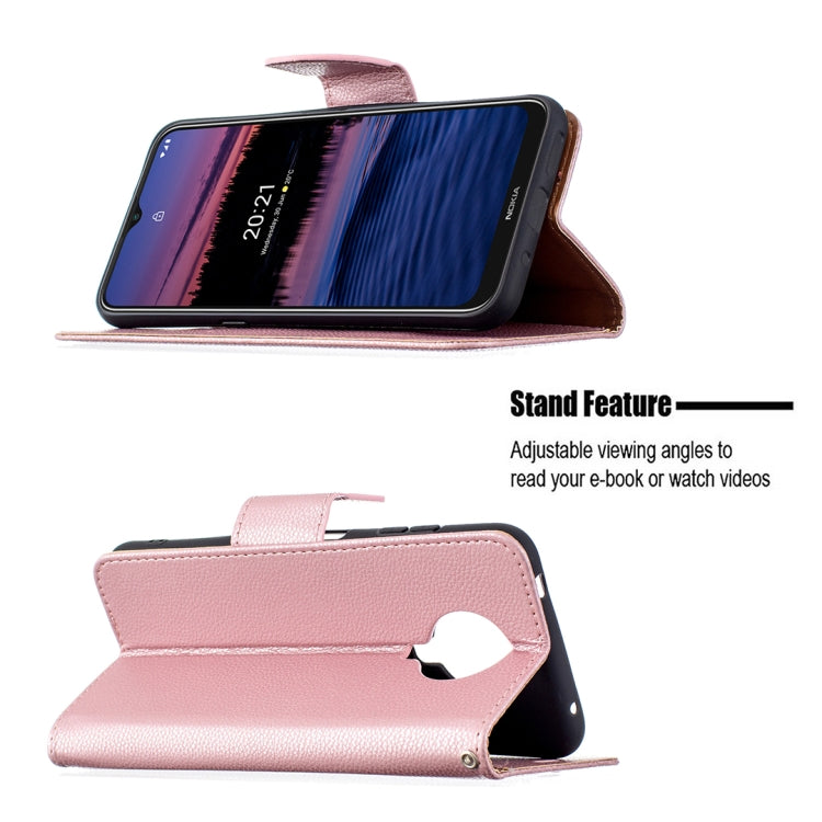 For Nokia G20 / G10 Litchi Texture Pure Color Horizontal Flip Leather Case with Holder & Card Slots & Wallet & Lanyard(Rose Gold) - Mobile Accessories by buy2fix | Online Shopping UK | buy2fix