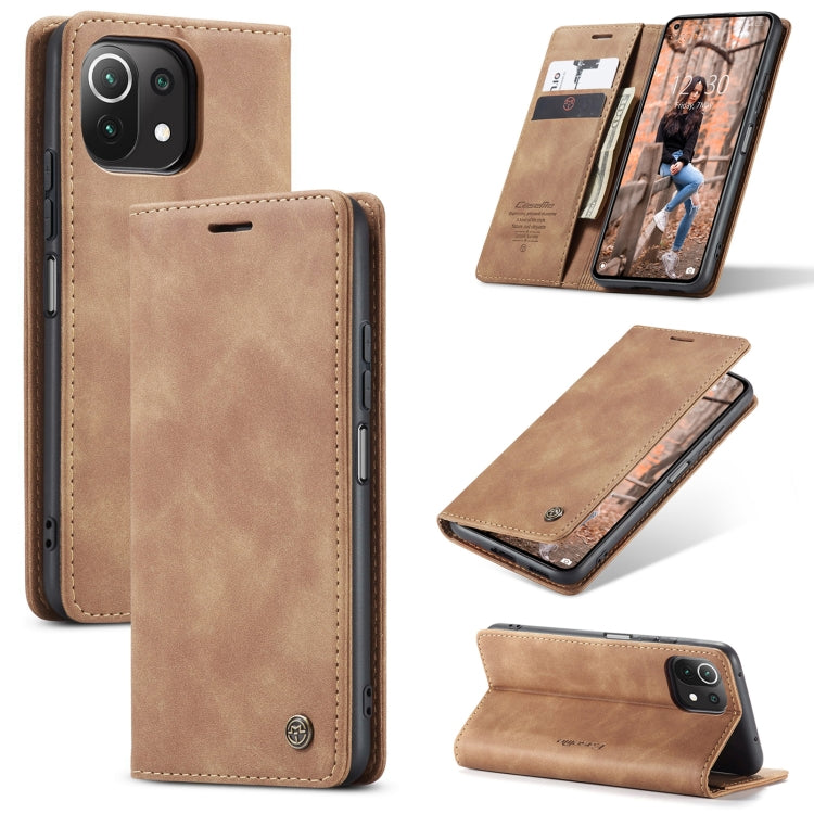 For Xiaomi Mi 11 Lite CaseMe 013 Multifunctional Horizontal Flip Leather Case, with Card Slot & Holder & Wallet(Brown) - Xiaomi Cases by CaseMe | Online Shopping UK | buy2fix