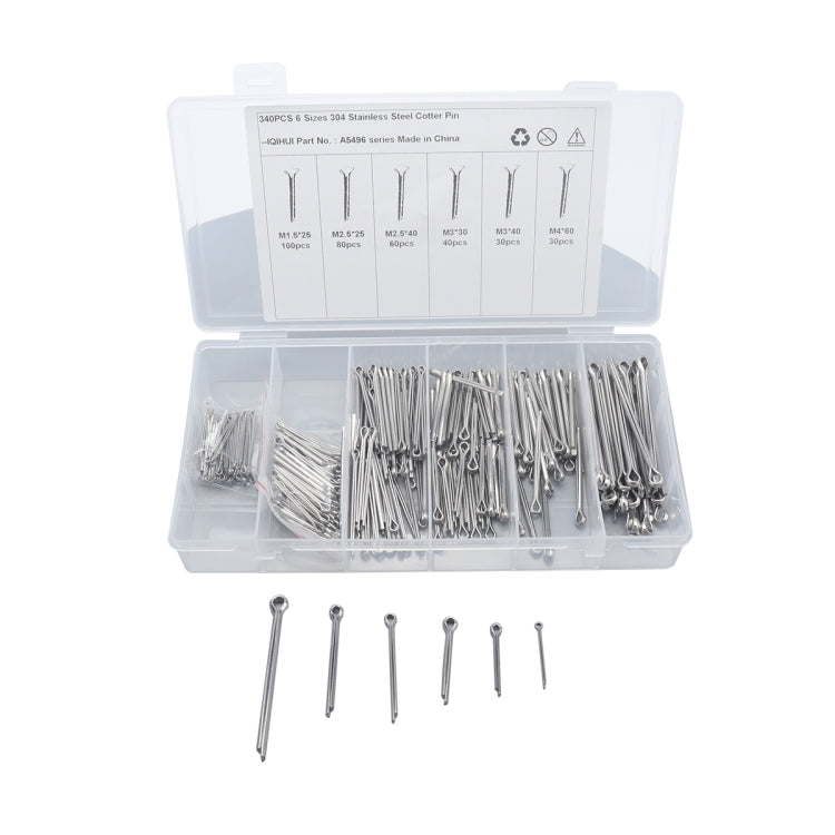 A5496 340 PCS Car U-shape 304 Stainless Steel Cotter Pin Clip Key Fastner Fitting Assortment Kit - In Car by buy2fix | Online Shopping UK | buy2fix