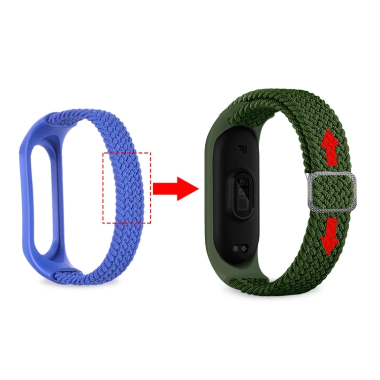 For Xiaomi Mi Band 6 / 5  / 4 / 3 Adjustable Nylon Braided Elasticity Watch Band(Green) - Smart Wear by buy2fix | Online Shopping UK | buy2fix