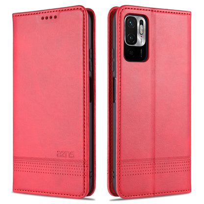 For Xiaomi Redmi Note 10 5G AZNS Magnetic Calf Texture Horizontal Flip Leather Case with Card Slots & Holder & Wallet(Red) - Xiaomi Cases by AZNS | Online Shopping UK | buy2fix