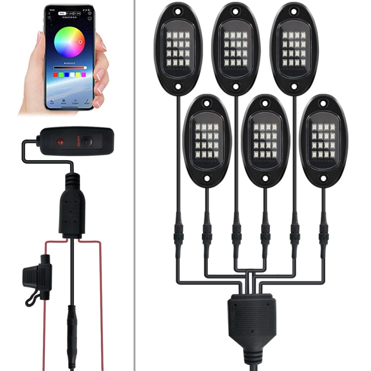 6 in 1 DC12V Car Mobile Phone Bluetooth APP Control  RGB Symphony Chassis Light with 16LEDs SMD-5050 Lamp Beads - In Car by buy2fix | Online Shopping UK | buy2fix
