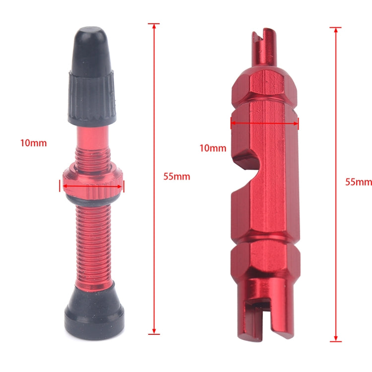 A5593 2 PCS 40mm Red French Tubeless Valve Stem with Repair Kit for Road Bike - Outdoor & Sports by buy2fix | Online Shopping UK | buy2fix