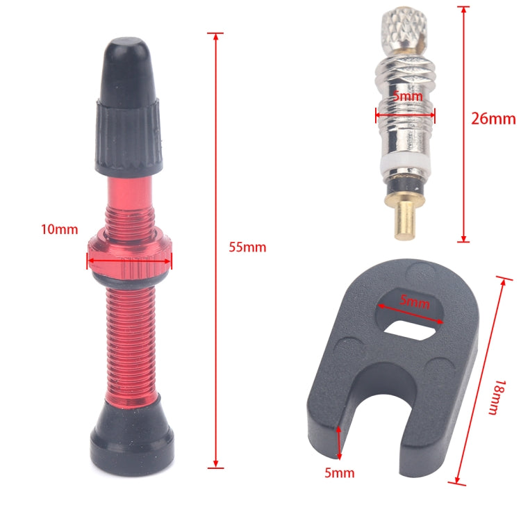 A5593 2 PCS 40mm Red French Tubeless Valve Stem with Repair Kit for Road Bike - Outdoor & Sports by buy2fix | Online Shopping UK | buy2fix