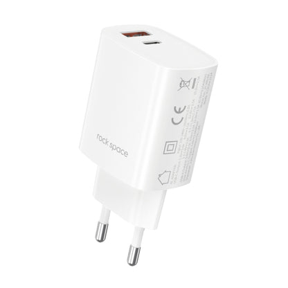 ROCK T51 30W Type-C / USB-C + USB PD Dual Ports Fast Charging Travel Charger Power Adapter, EU Plug(White) - USB Charger by ROCK | Online Shopping UK | buy2fix