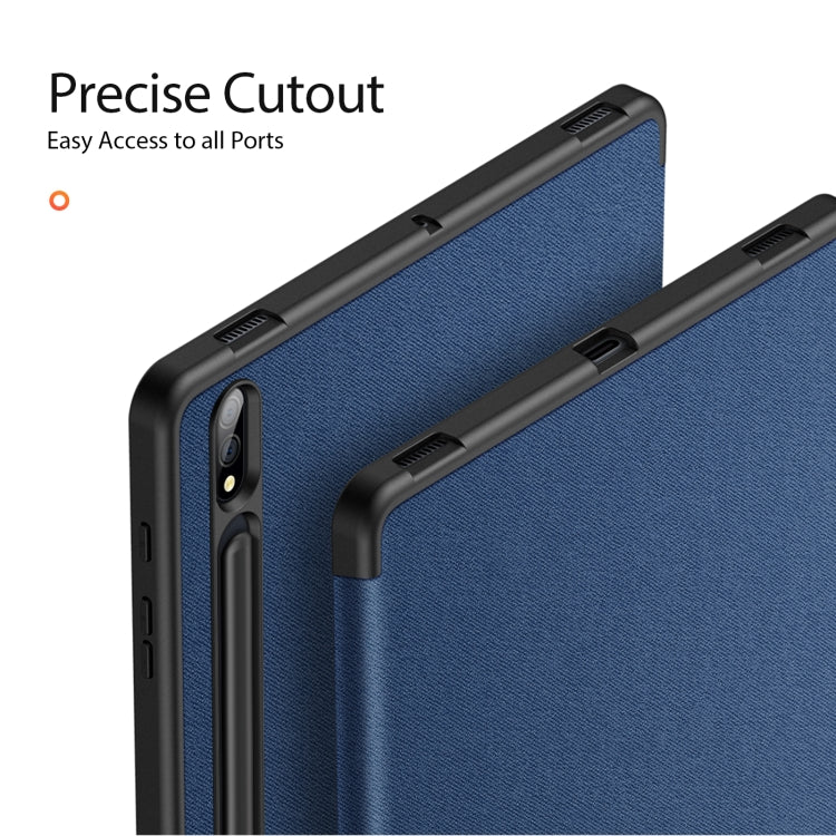 For Samsung Galaxy Tab S8+ / Tab S8 Plus /  Tab S7 FE / Tab S7+ DUX DUCIS Domo Series Horizontal Flip Magnetic PU Leather Case with Three-folding Holder & Wake-up / Sleep Function(Blue) - Galaxy Tab S8+ Cases by DUX DUCIS | Online Shopping UK | buy2fix