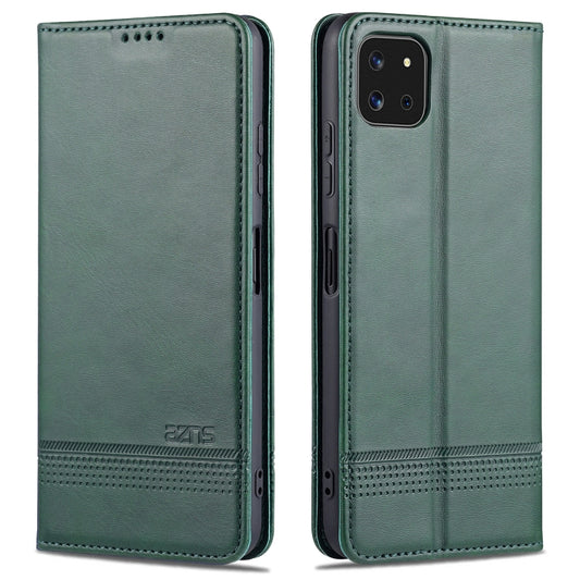 For Samsung Galaxy A22 5G AZNS Magnetic Calf Texture Horizontal Flip Leather Case with Card Slots & Holder & Wallet(Dark Green) - Galaxy Phone Cases by AZNS | Online Shopping UK | buy2fix