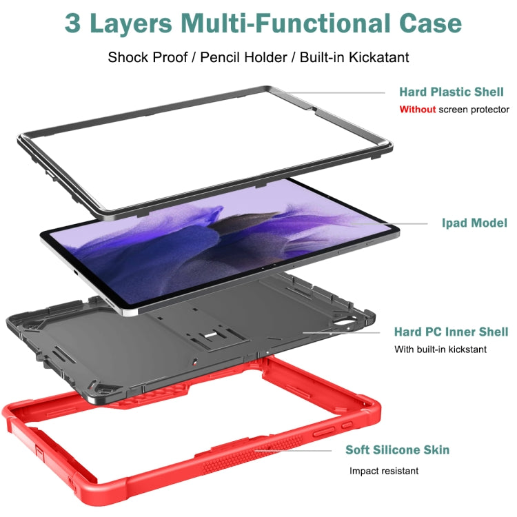 For Samsung Galaxy Tab S7 FE Silicone + PC Shockproof Protective Case with Holder(Red + Black) - Other Galaxy Tab PC by buy2fix | Online Shopping UK | buy2fix