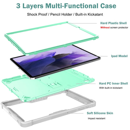 For Samsung Galaxy Tab S7 FE Silicone + PC Shockproof Protective Case with Holder(Gray + Green) - Other Galaxy Tab PC by buy2fix | Online Shopping UK | buy2fix