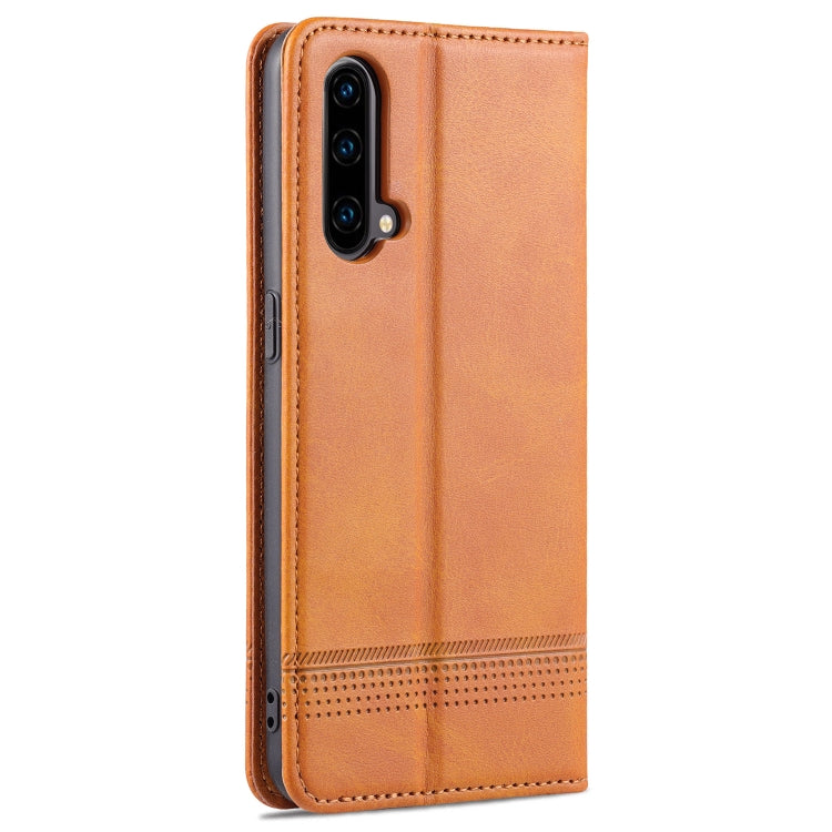 For OnePlus Nord CE 5G AZNS Magnetic Calf Texture Horizontal Flip Leather Case with Card Slots & Holder & Wallet(Light Brown) - OnePlus Cases by AZNS | Online Shopping UK | buy2fix