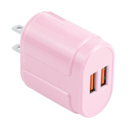 13-22 2.1A Dual USB Macarons Travel Charger, US Plug(Pink) - Mobile Accessories by buy2fix | Online Shopping UK | buy2fix