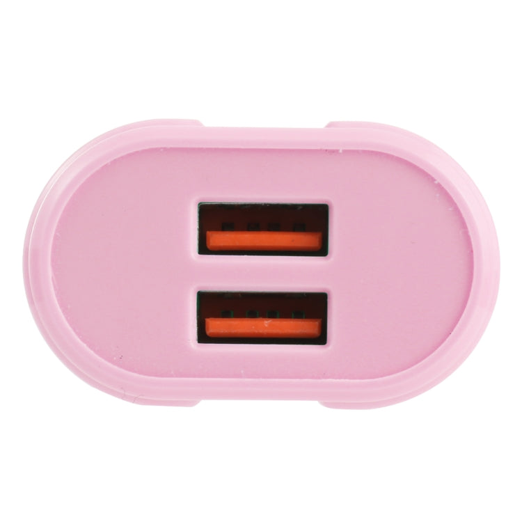 13-22 2.1A Dual USB Macarons Travel Charger, US Plug(Pink) - Mobile Accessories by buy2fix | Online Shopping UK | buy2fix