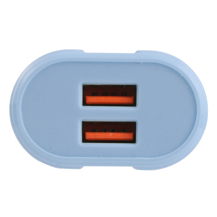 13-22 2.1A Dual USB Macarons Travel Charger, US Plug(Blue) - Mobile Accessories by buy2fix | Online Shopping UK | buy2fix