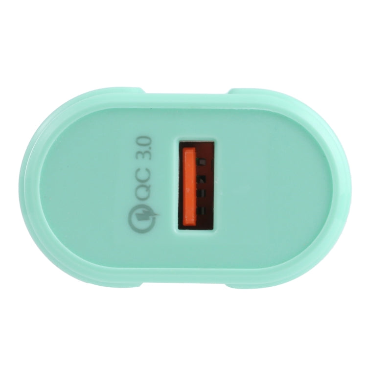 13-3 QC3.0 Single USB Interface Macarons Travel Charger, EU Plug(Green) - Mobile Accessories by buy2fix | Online Shopping UK | buy2fix