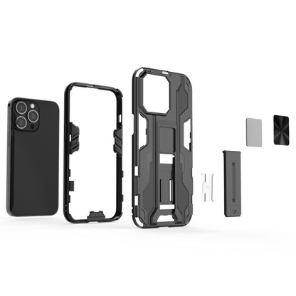 For iPhone 13 Pro Supersonic PC + TPU Shock-proof Protective Case with Holder (Black) - iPhone 13 Pro Cases by buy2fix | Online Shopping UK | buy2fix