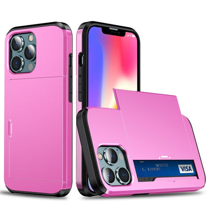 For iPhone 13 Pro Shockproof Armor Protective Case with Slide Card Slot (Pink) - iPhone 13 Pro Cases by buy2fix | Online Shopping UK | buy2fix