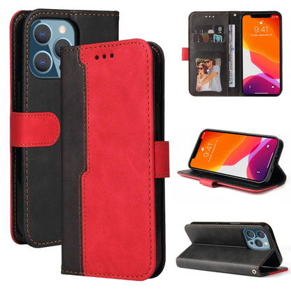 For iPhone 13 Pro Business Stitching-Color Horizontal Flip PU Leather Case with Holder & Card Slots & Photo Frame  (Red) - iPhone 13 Pro Cases by buy2fix | Online Shopping UK | buy2fix