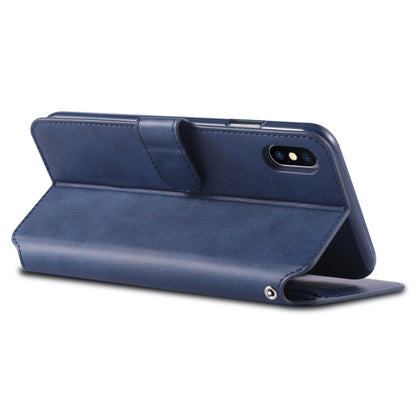 For iPhone X / XS AZNS Calf Texture Magnetic Horizontal Flip PU Leather Case with Holder & Card Slots & Photo Frame(Blue) - More iPhone Cases by AZNS | Online Shopping UK | buy2fix