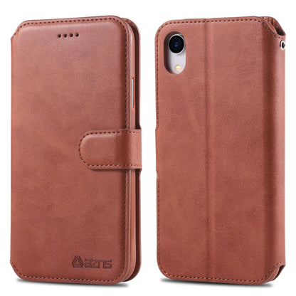 For iPhone XR AZNS Calf Texture Magnetic Horizontal Flip PU Leather Case with Holder & Card Slots & Photo Frame(Brown) - More iPhone Cases by AZNS | Online Shopping UK | buy2fix