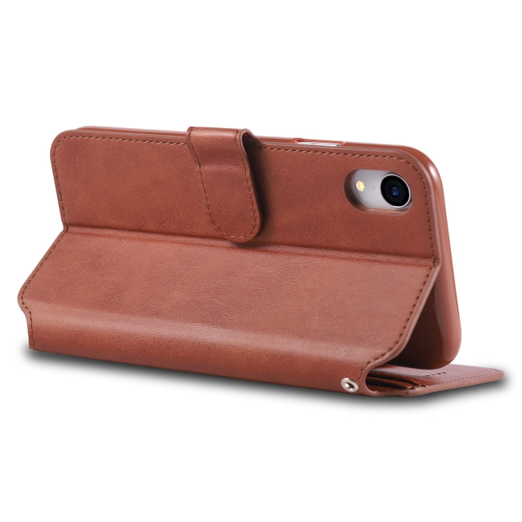 For iPhone XR AZNS Calf Texture Magnetic Horizontal Flip PU Leather Case with Holder & Card Slots & Photo Frame(Brown) - More iPhone Cases by AZNS | Online Shopping UK | buy2fix