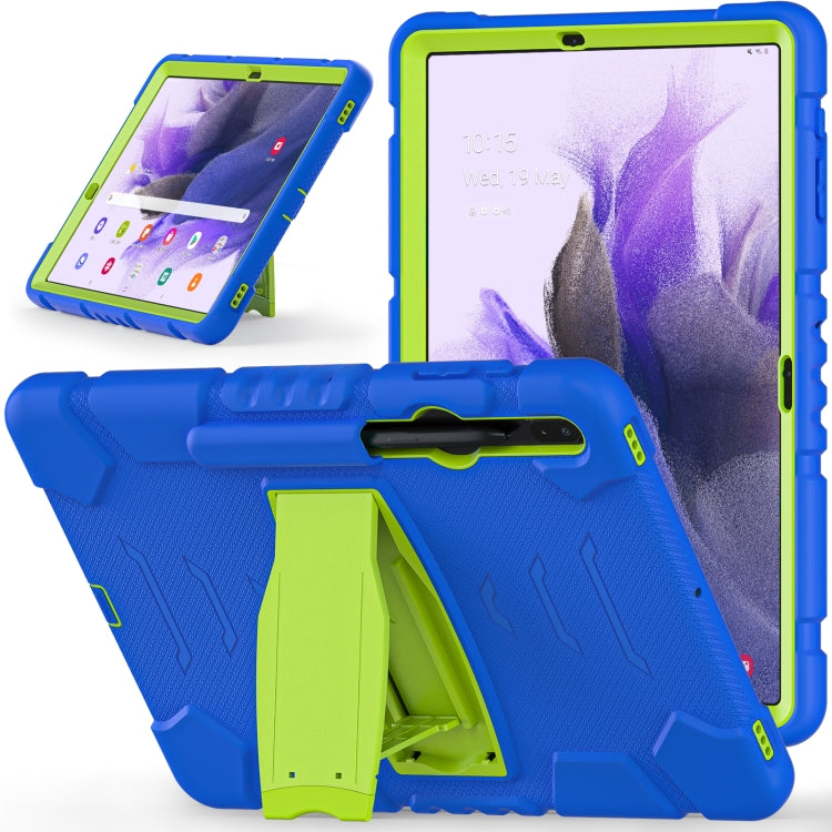 For Samsung Galaxy Tab S7+/ Tab S7 FE / Tab S8+ 3-Layer Protection Screen Frame + PC + Silicone Combination Case with Holder(Blue+Lime) - Other Galaxy Tab PC by buy2fix | Online Shopping UK | buy2fix