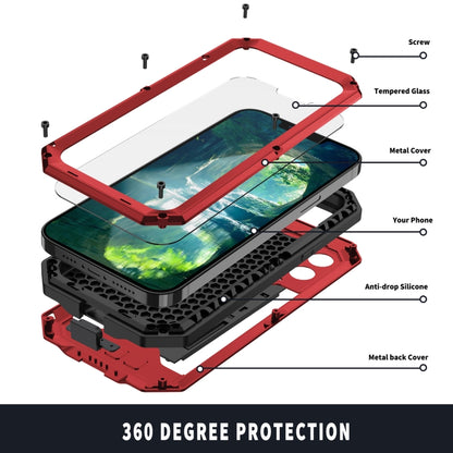 For iPhone 13 Pro Max R-JUST Sliding Camera Shockproof Life Waterproof Dust-proof Metal + Silicone Protective Case with Holder (Red) - iPhone 13 Pro Max Cases by R-JUST | Online Shopping UK | buy2fix