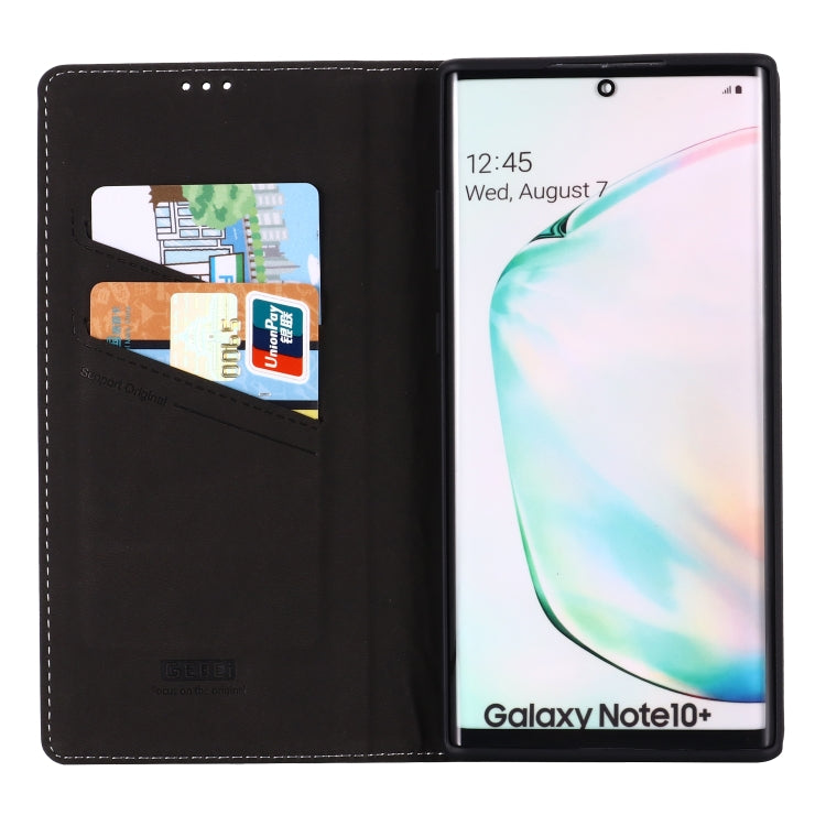 For Galaxy Note 10  GEBEI Top-grain Leather Horizontal Flip Protective Case with Holder & Card Slots(Black) - Galaxy Phone Cases by GEBEI | Online Shopping UK | buy2fix