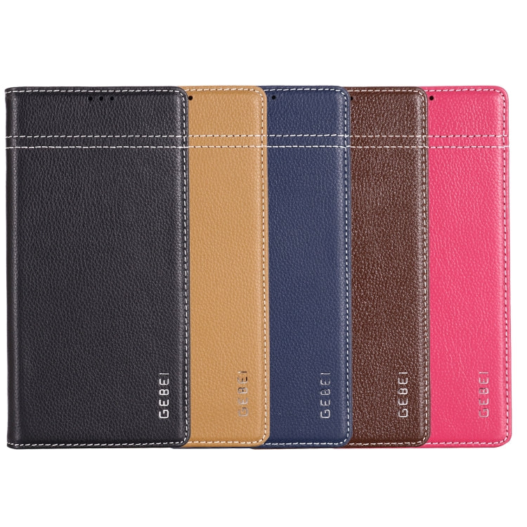 For Galaxy Note 10  GEBEI Top-grain Leather Horizontal Flip Protective Case with Holder & Card Slots(Blue) - Galaxy Phone Cases by GEBEI | Online Shopping UK | buy2fix