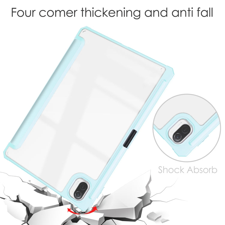For Xiaomi Pad 5 / 5 Pro Three-fold Transparent TPU Horizontal Flip Leather Case with Pen Slot & Three-fold Holder & Sleep / Wake-up Function(Sky Cloud Blue) - Xiaomi Accessories by buy2fix | Online Shopping UK | buy2fix
