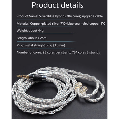 KZ 3.5mm Plug 784-core Blue Silver Mixed Braided Silver-plated Earphone Upgrade Cable For KZ ZS10 Pro / DQ6 / ASX, Cable Length: 1.2m(C Style) - Cable & Splitter by KZ | Online Shopping UK | buy2fix