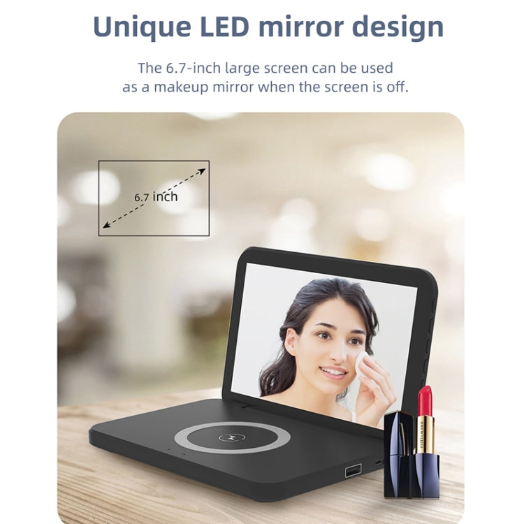 SY-118 15W Foldable Mirror Surface Perpetual Desk Calendar Clock Wireless Charger with Alarm Clock & Three-level Brightness Adjustable Function(Black) - Apple Accessories by buy2fix | Online Shopping UK | buy2fix