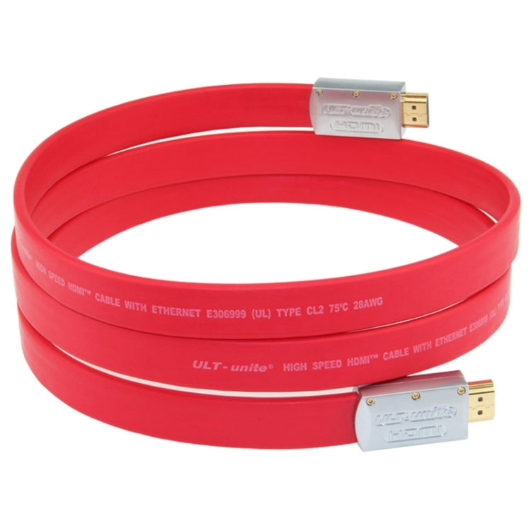 ULT-unite 4K Ultra HD Gold-plated HDMI to HDMI Flat Cable, Cable Length:12m(Red) - Cable by ult-unite | Online Shopping UK | buy2fix