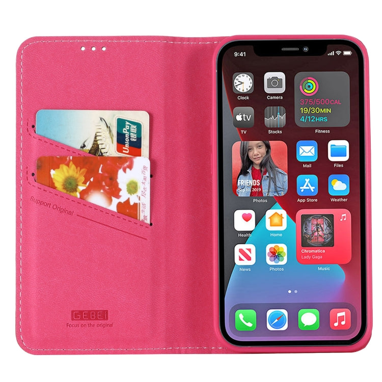 For iPhone 13 GEBEI PU+TPU Horizontal Flip Protective Case with Holder & Card Slots(Rose Red) - iPhone 13 Cases by GEBEI | Online Shopping UK | buy2fix