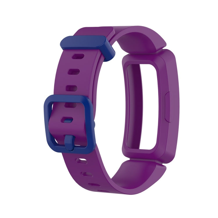 For Fitbit Inspire HR / Ace 2 Silicone Smart Watch  Watch Band(Purple + Blue Buckle) - Smart Wear by buy2fix | Online Shopping UK | buy2fix