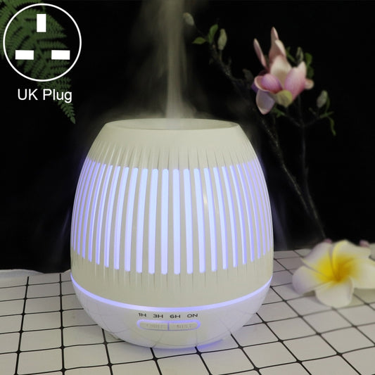 400ml Hollow-out LED Humidifier Wood Grain Air Purifier Aromatherapy Machine Automatic Alcohol Sprayer with Colorful LED Light, Plug Specification:UK Plug(White) - Home & Garden by buy2fix | Online Shopping UK | buy2fix