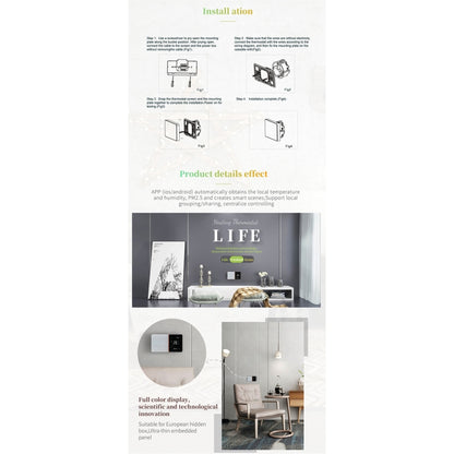 BHT-005-GC 220V AC 3A Smart Home Heating Thermostat for EU Box, Control Boiler Heating with Only Internal Sensor - Consumer Electronics by buy2fix | Online Shopping UK | buy2fix