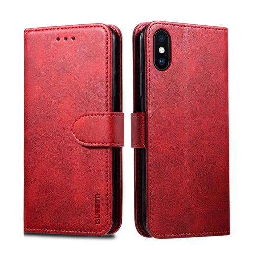 For iPhone X / XS GUSSIM Magnetic Horizontal Flip Leather Case with Holder & Card Slots & & Wallet(Red) - More iPhone Cases by GUSSIM | Online Shopping UK | buy2fix