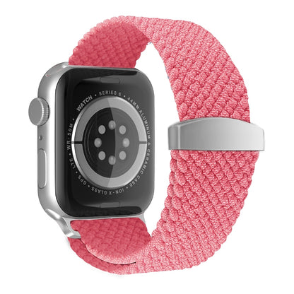 Nylon Braid Watch Band For Apple Watch Series 9&8&7 41mm / SE 3&SE 2&6&SE&5&4 40mm / 3&2&1 38mm(Pink) - Watch Bands by buy2fix | Online Shopping UK | buy2fix