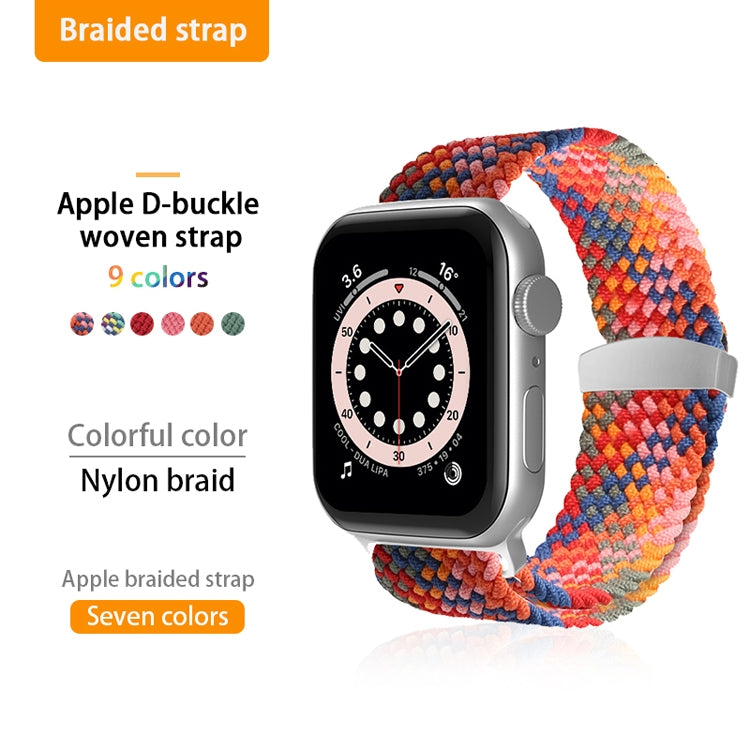 Nylon Braid Watch Band For Apple Watch Series 9&8&7 41mm / SE 3&SE 2&6&SE&5&4 40mm / 3&2&1 38mm(Rainbow) - Watch Bands by buy2fix | Online Shopping UK | buy2fix