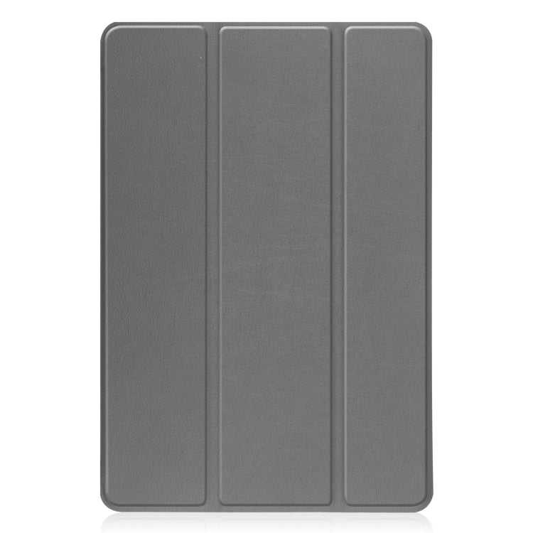 For TCL Tab 10s Three-folding Holder Custer Texture Leather Tablet Case(Grey) - Others by buy2fix | Online Shopping UK | buy2fix