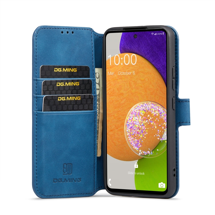 For Samsung Galaxy A53 5G DG.MING Retro Oil Side Horizontal Flip Leather Case with Holder & Card Slots & Wallet(Blue) - Samsung Accessories by DG.MING | Online Shopping UK | buy2fix