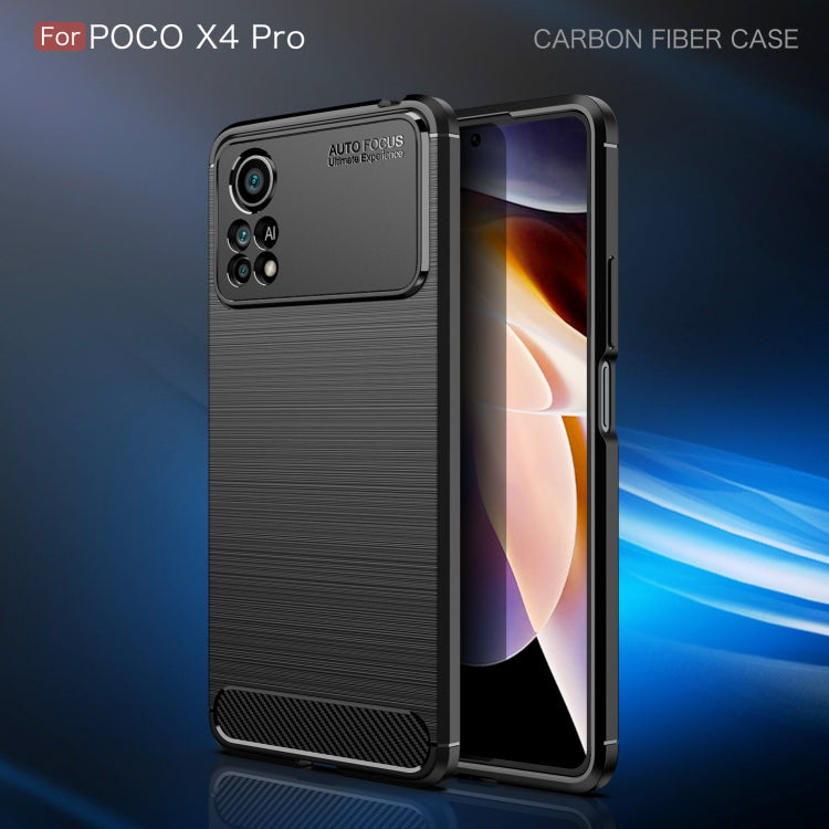 For Xiaomi Poco X4 Pro 5G Brushed Texture Carbon Fiber TPU Phone Case(Black) - Xiaomi Accessories by buy2fix | Online Shopping UK | buy2fix