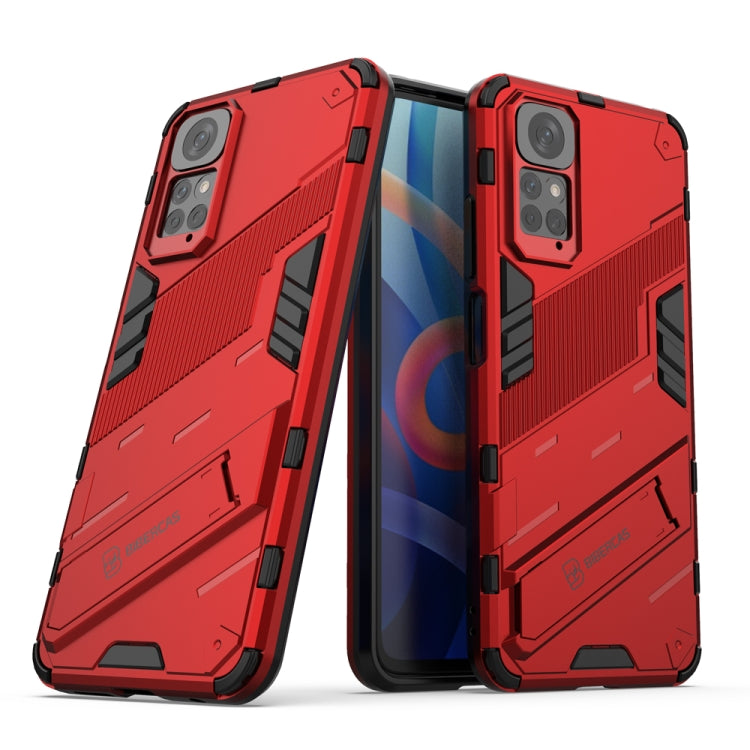 For Xiaomi Redmi Note 11 / Note 11S Global Punk Armor 2 in 1 PC + TPU Shockproof Phone Case with Invisible Holder(Red) - Xiaomi Cases by buy2fix | Online Shopping UK | buy2fix