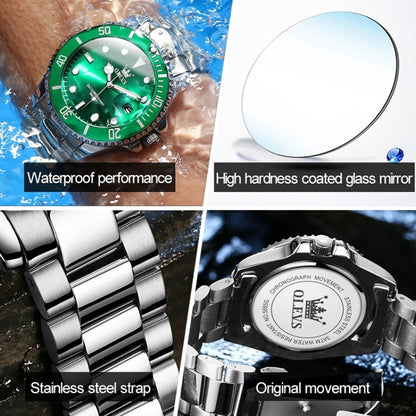 OLEVS 5885 Men Fashion Waterproof Luminous Quartz Watch(Green + Gold) - Metal Strap Watches by OLEVS | Online Shopping UK | buy2fix