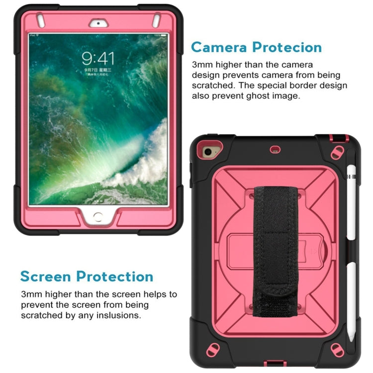 For iPad Mini 5 / 4 Contrast Color Silicone + PC Combination Case with Holder(Black + Rose Red) - Apple Accessories by buy2fix | Online Shopping UK | buy2fix